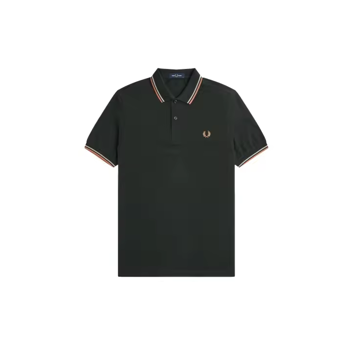 Fred Perry Slim Fit Twin Tipped Polo Night Green / Warm Grey / Light Rust - 1