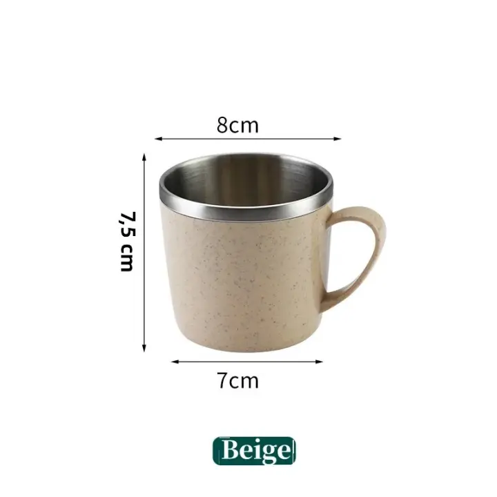 Taza De Café Con Mano De Plástico Y Doble Capa De Acero Inoxidable Resistente Al Calor Para Bebidas Como Leche Y Té Para Uso Doméstico Y Oficina - 1