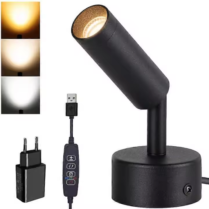 Foco LED para interiores, regulable, 5 W, para suelo, para decoración de pared, con iluminación de 3 colores - 1