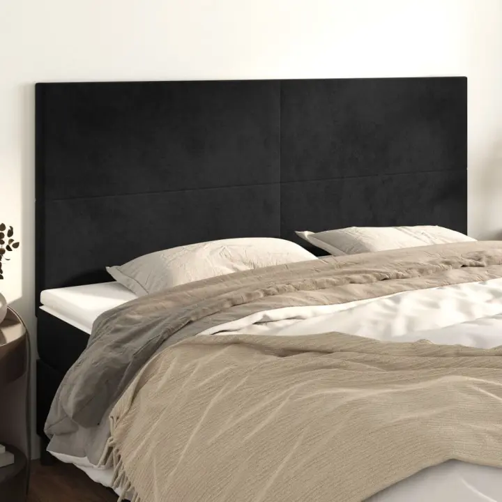 vidaXL Cabeceros 4 unidades de terciopelo negro 90x5x78/88 cm - 1