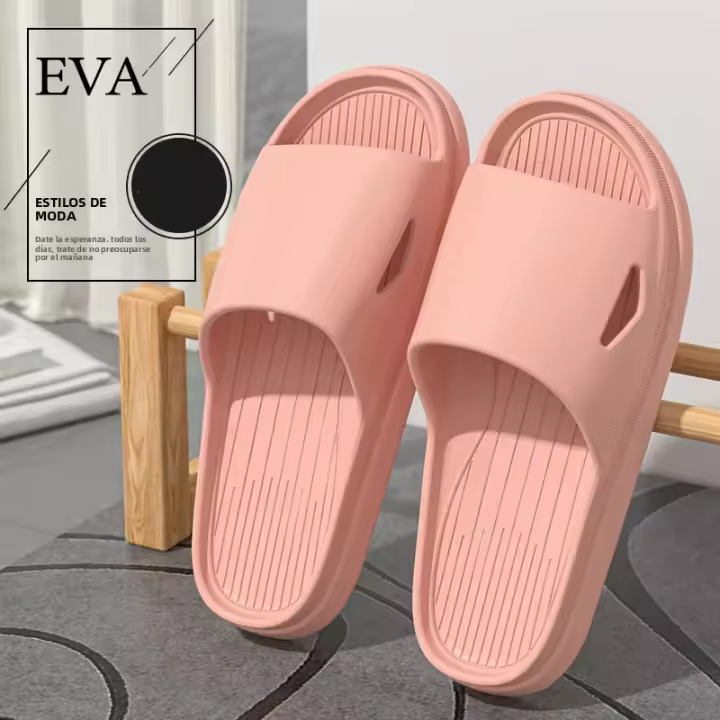 Zapatillas Casuales Para Hombre De Color Sólido Antideslizantes Con Suela Gruesa Material EVA Diseño Versátil Y Estiloso Para Uso Interior Y Verano - 1