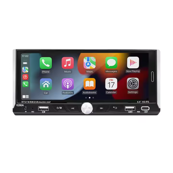 Reproductor Multimedia Inteligente Para Coche Universal 1Din Pantalla Táctil De 6.9'' Con Wireless Carplay Android Auto Navegación GPS Wifi FM Estéreo 2G RAM 64G ROM Soporte Para Control De Volante - 1