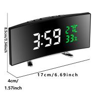 Reloj De Alarma Multifuncional Con Pantalla Curva LED Espejo Mostrador De Tiempo Temperatura Y Humedad DC De Inserción - details 4