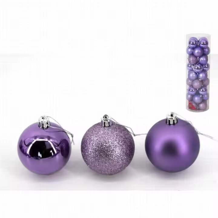 Gerimport Set 36 Bolas de Navidad Dylan Violeta 6 Cm - Alta Calidad - 1