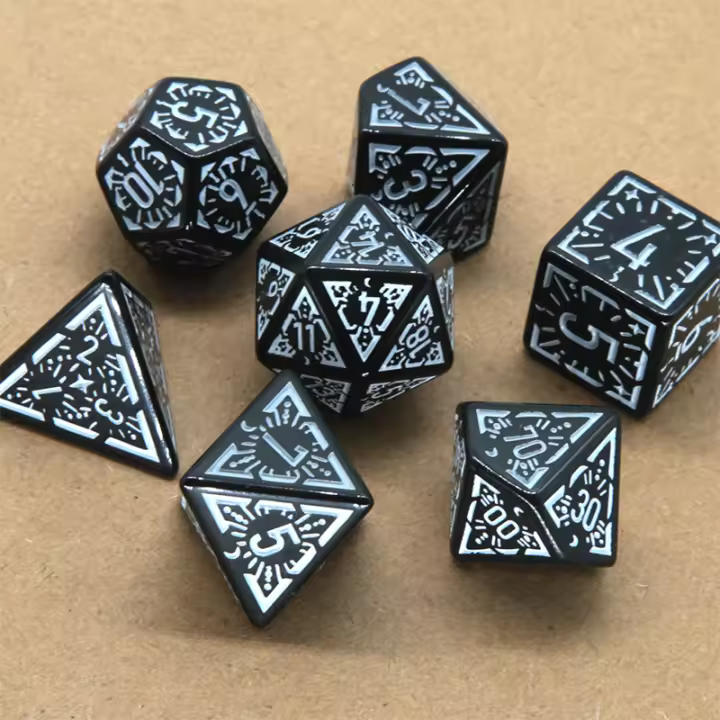 Juego De 7 Dados Poliedros De Metal Para DND Juegos De Rol Familiar Y Club Fiesta D4 D6 D8 D12 D20 Dados Digitales De Metal - 1