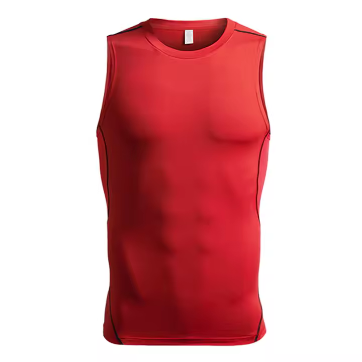 Camiseta De Compresión Para Hombre Vest Top De Gimnasio Y Running Deporte Sin Mangas Secado Rápido Estirable Capa Base Verano - 1