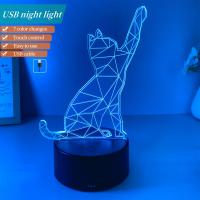 Luz De Noche 3D Del Gato Atrayente Con Interfaz USB Luz Decorativa De Ambiente Regalo De Fiestas Para Amigos Luz De Mesa - details 0