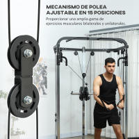 SPORTNOW Smith Machine Multiestación de Musculación Máquina Multifunción de Musculación con Soporte para Sentadillas y Barra para Pesas para Entrenamiento Fitness en Hogar Negro - details 1