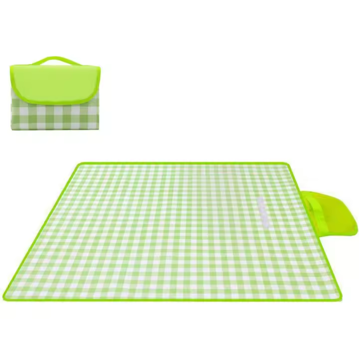Manta de picnic al aire libre, manta de arena plegable impermeable, manta de picnic grande de 80 "x 80" para playa, camping, senderismo, viajes - Rayas verdes - 1