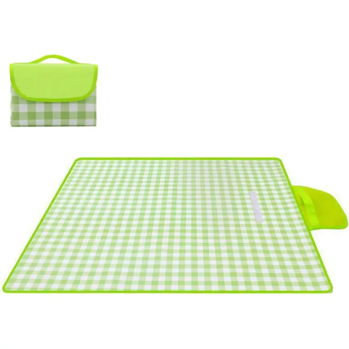 Manta de picnic al aire libre, manta de arena plegable impermeable, manta de picnic grande de 80 "x 80" para playa, camping, senderismo, viajes - Rayas verdes - 1