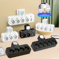 Enchufe De Pared Con Multiple De Corriente AC Y USB Tipo C Con Filtro De Red Y Interruptor Separado Adaptador Luz Universal EU Plug - details 0