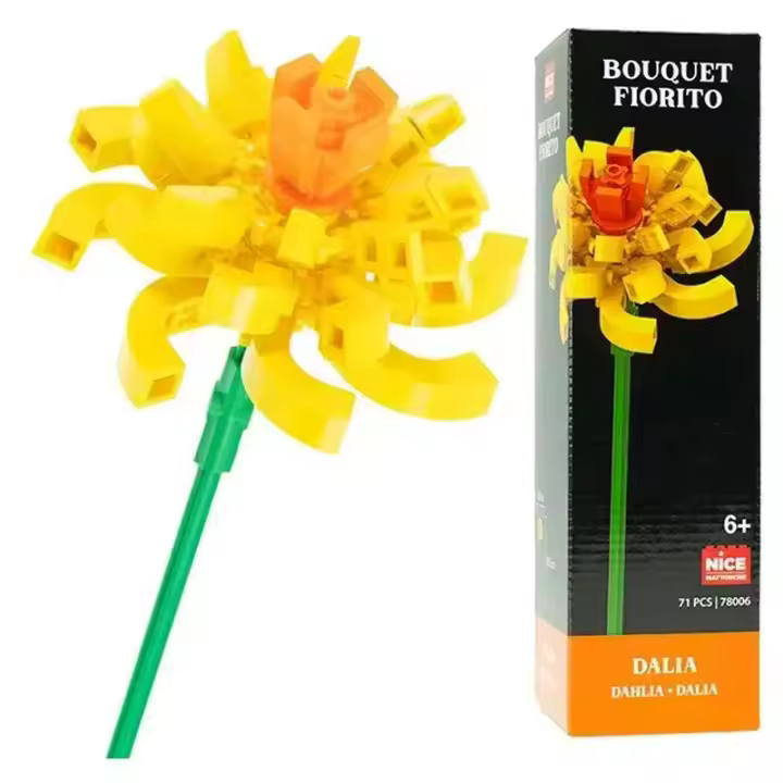 Flor Dalia amarillo construcción bricks decoración 71 piezas 78006s78000 NICE - 1