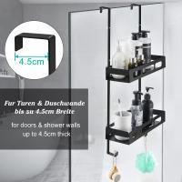 Almacenamiento de Ducha Colgante, cesta de Ducha Negra sin perforación, estante de baño con ventosasY 2 Ganchos - details 1