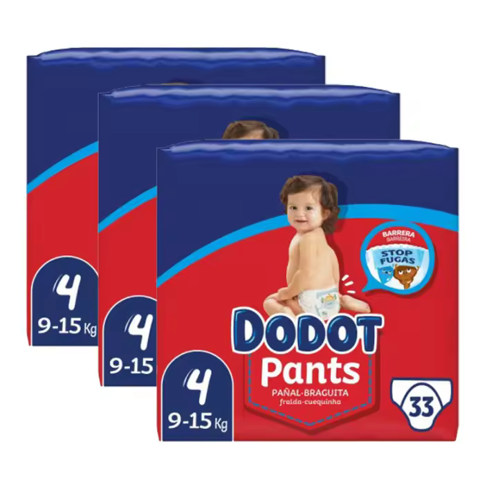 Dodot Bebé Pants Pañales, Talla 4, 9-15 kg, 99 Pañales, Pañal-Braguita con Ajuste 360° Anti-Fugas, Pack Mensual - 1