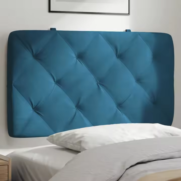 vidaXL Cabecero de cama acolchado terciopelo azul 90 cm - 1
