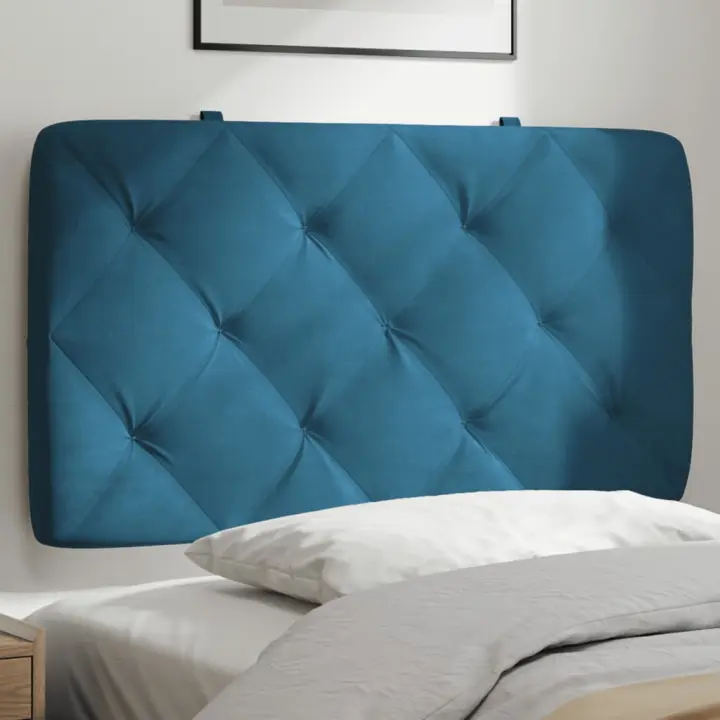 vidaXL Cabecero de cama acolchado terciopelo azul 90 cm - 1