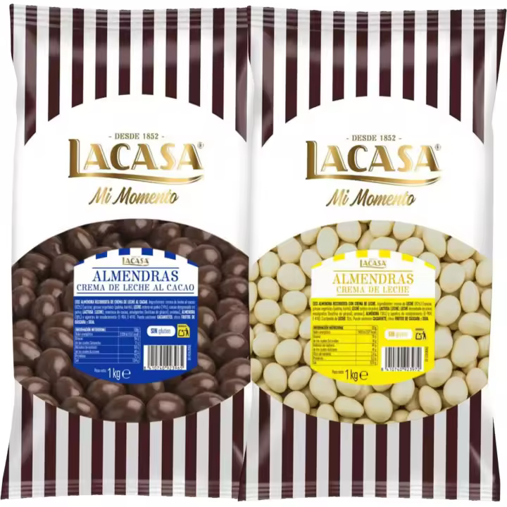 Lacasa Mi momento Pack 2 kg: deliciosas bolas de  Almendra con chocolate con Leche y Almendra con chocolate Blanco - 1