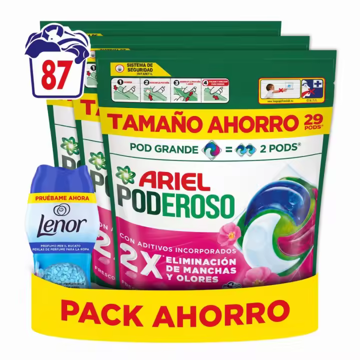 ARIEL Poderoso 85 o 90 Lavados + Perlas 150 gr - 1