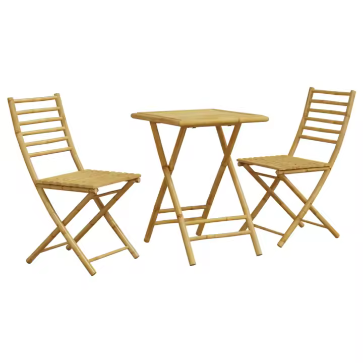 vidaXL Juego de mesa y sillas de jardín 3 piezas bambú - 1