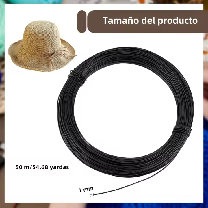Hilo De Millinería Blanco 50m/54.7 Yardas Diámetro 1mm Hilo Redondo Suave Cubierto Con PVC Para Floristería Y Joyería - 1