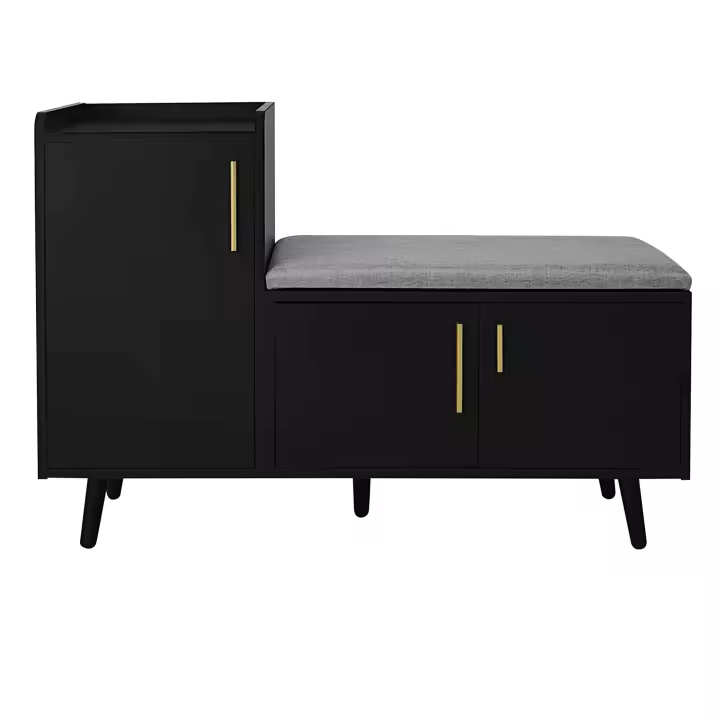 Banco Zapatero moderno Banco Zapatero con tres Puertas de mantenimiento, ASAS metálicas asimétricas y mantenimiento en varios pisos-Dimensiones: ancho 100/34/69 cm - 1