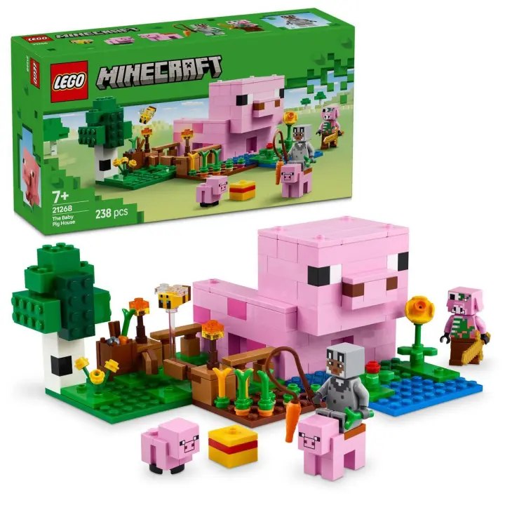 LEGO 21268 Minecraft La Casa-Cerdo Bebé, Granja con Animales de Juguete para Niños y Niñas de 7 Años o Más, Bioma Bosque y Personajes del Videojuego para el Juego de Rol - 1