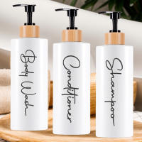 Juego De 3 Dispensadores De Shampoo Y Condicionador Recargables Para Ducha Y Baño Botellas De Jabón Con Etiquetas Blancas/Negras 500ml - details 1