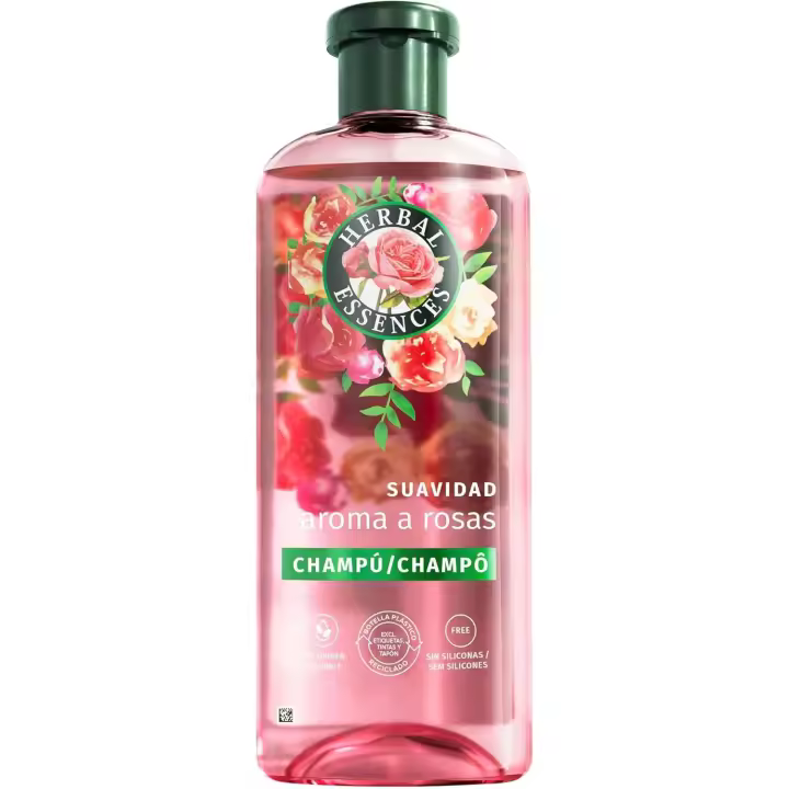 Herbal Essences Suavidad Champú Aromas a Rosas, 350 ml Hidrata- De Origen Natural- Sin Siliconas- Vegano- No Testado En Animales - 1