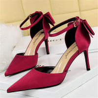 Sandalias De Satén Para Mujer Verano Con Nudo De Mariposa Bajo Tacón 8cm 10cm Alta Calidad Clásicas Bigtree Zapatos De Boda Low Heels - details 9