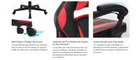 SONGMICS Sillón Gamer, Asiento de Oficina Ajustable, con reposapiés telescópico, ergonómico, Mecanismo basculante, reposacabezas, Soporte Lumbar, Carga 150 kg, Negro y Rojo/Negro Tinta/Negro de Tinta y Gris tórtola - details 2