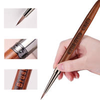 Cepillo De Arte De Uñas Con Mango De Madera Redondo Y Herramientas De Manicura Metálicas Línea De Dibujo Triangular Espátula Plana Para Pintura - details 5