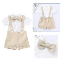 Conjunto De Ropa Para Bebé Niño Nuevo Nacido Verano 0-24 Meses Camisa Con Corbata Camiseta De Manga Corta Y Pantalón Con Suspensión 2PCS - details 6