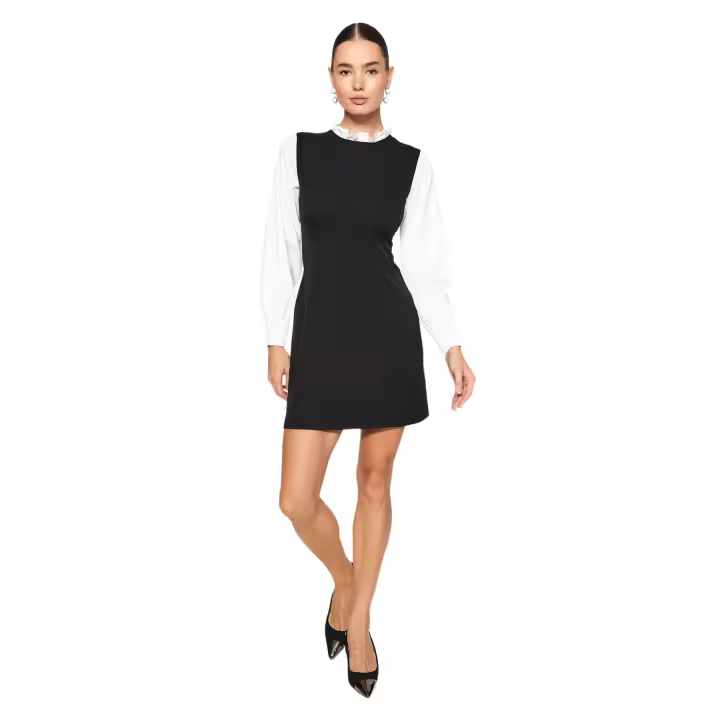 Trendyol Black A-Line Shirt Detailed Mini Woven Dress Twoaw24El00587 - 1