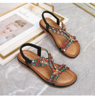 Zapatos de playa con diamantes de imitación 2025, cabeza redonda, tacón plano de alta gama, estilo hueco, cómodos zapatos de mujer para pleno verano - details 39