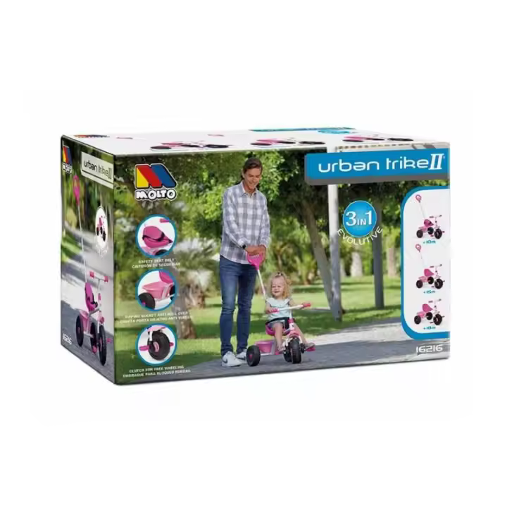 Triciclo Infantil Molto Urban Trike Baby Rosa +10 Meses - 1