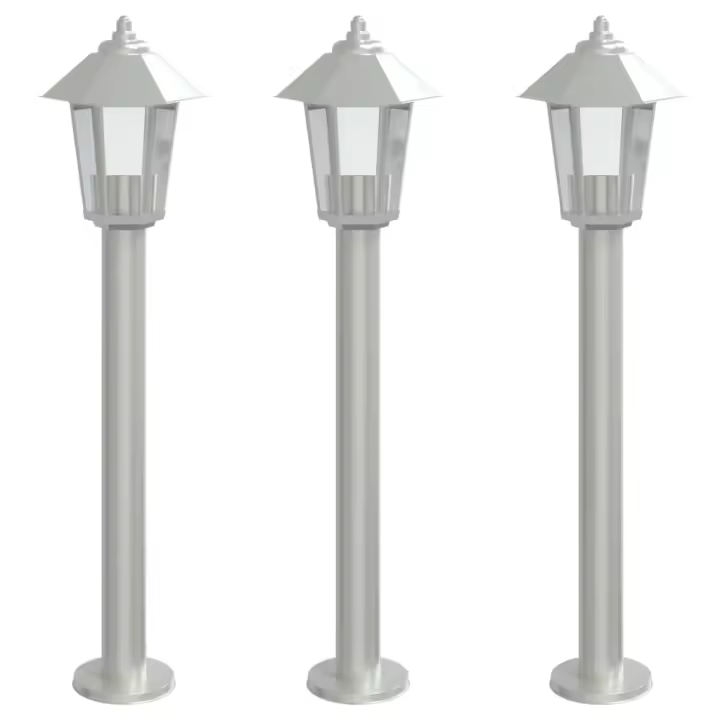 vidaXL Lámparas de suelo de exterior 3 uds acero inoxidable 80cm Color Negro,  Plateado, y mas - 1