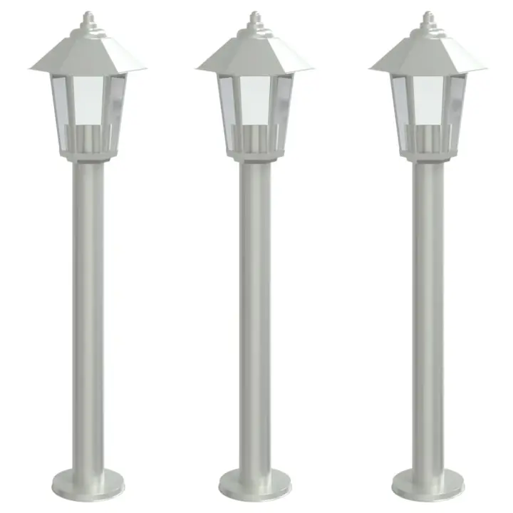 vidaXL Lámparas de suelo de exterior 3 uds acero inoxidable 80cm Color Negro,  Plateado, y mas - 1