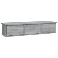 vidaXL Estante cajones pared contrachapada 88x26x18,5cm Blanco, Negro, Roble Sonoma Mueble Almacenaje Estantería para Oficina, Estudio, Dormitorio Estantería/Librería/ mueble de Almacenamiento - details 1