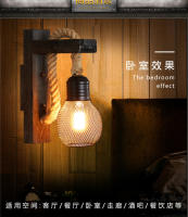 Lámpara De Pared Vintage De Henequén Con Enchufe Luz De Pared De Madera E27 Para Interior Y Exterior Estilo Industrial Sconce Lámpara De Noche Para Cama - details 5