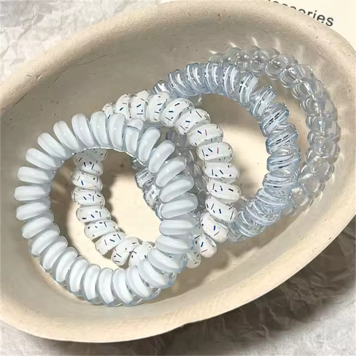 4pcs/set Elásticos Para El Cabello En Forma De Teléfono Azul Y Morado Accesorios De Cabello Lindos Y Dulces Para Mujeres - 1