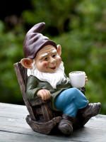 1pc Silla De Rocking De Resina Con Gnome Decoración Para Jardín Exterior Patio Delegada Bebida Té Relajante Adorno De Escultura De Jardín - details 5