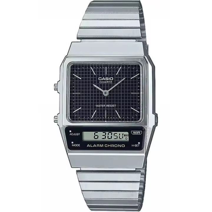 Reloj de pulsera CASIO Retro Vintage - AQ-800E-1A correa color: Gris plata Dial Negro Unisex - 1