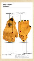 Guantes De Motocicleta Retro De Cuero MJMOTO Con Protección De Cierre Rígido Y Toque De Pantalla Medio Dedo Transpirables Para Hombre Y Mujer - details 5