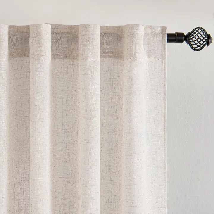 Cortina de dos piezas transparente para puerta de balcón, cortina doble para dormitorio, conjunto de 2 piezas, color blanco predeterminado, 127 x 244 cm (ancho x alto) - 1