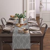 1pc Corredor De Mesa Gris Para Decoración De Comedor Interior Y Exterior Teléfono De Poliéster Geométrico Para Fiesta En Casa Y Café - details 1