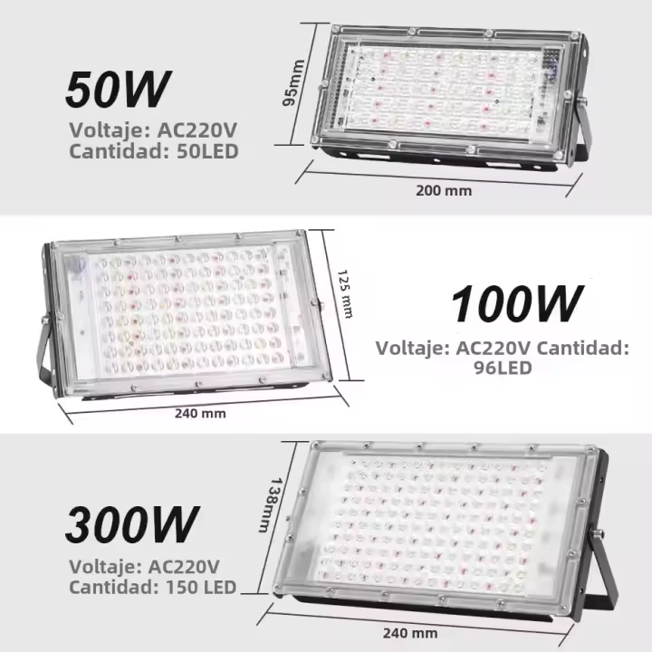 Lámpara De Inundación LED RGB 50W 100W 300W Con Control Remoto IP65 Impermeable Para Exteriores AC220V Con Enchufe UE - 1