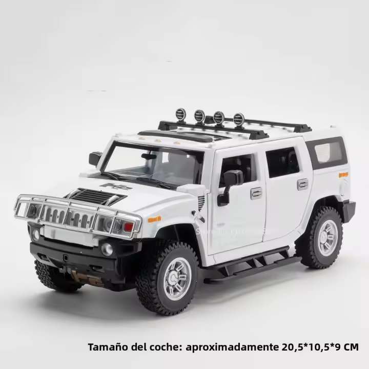 Modelo De Vehículo Todoterreno H2 a Escala 1:24 Con Sonido Luz Puertas Abiertas Absorción De Choque Para Niños Juguetes De Aleación De Metal Regalos - 1