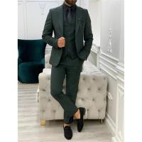 Traje De Boda Para Hombre 3 Piezas Tuxedo Formal Ajustado Con Chaleco Pantalones Solapa Notch Cierre Simple (Blazer+Vest+Pants) - details 1