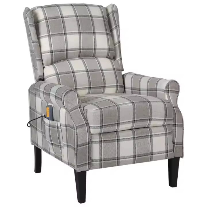 vidaXL Sillón de masaje reclinable de tela gris - 1