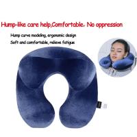 Almohada De Viaje En Forma De U Inflable Para Avión Almohada De Cuello Cómoda Accesorios De Viaje Textil Azul Adecuada Para Descansar En Casa - details 2